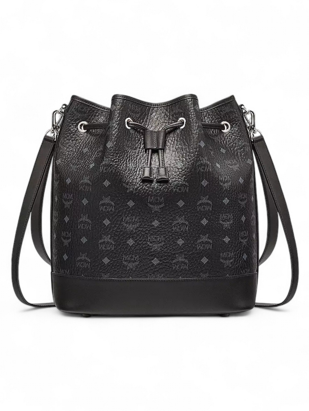 MCM Black Drawstring Bucket Shoulder Bag